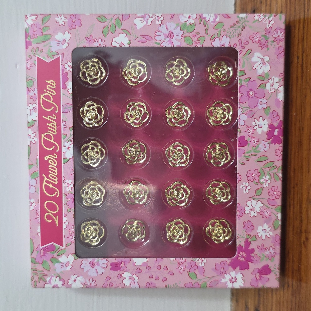 James Burke Collection Gold-toned Flower Push Pins, NIB